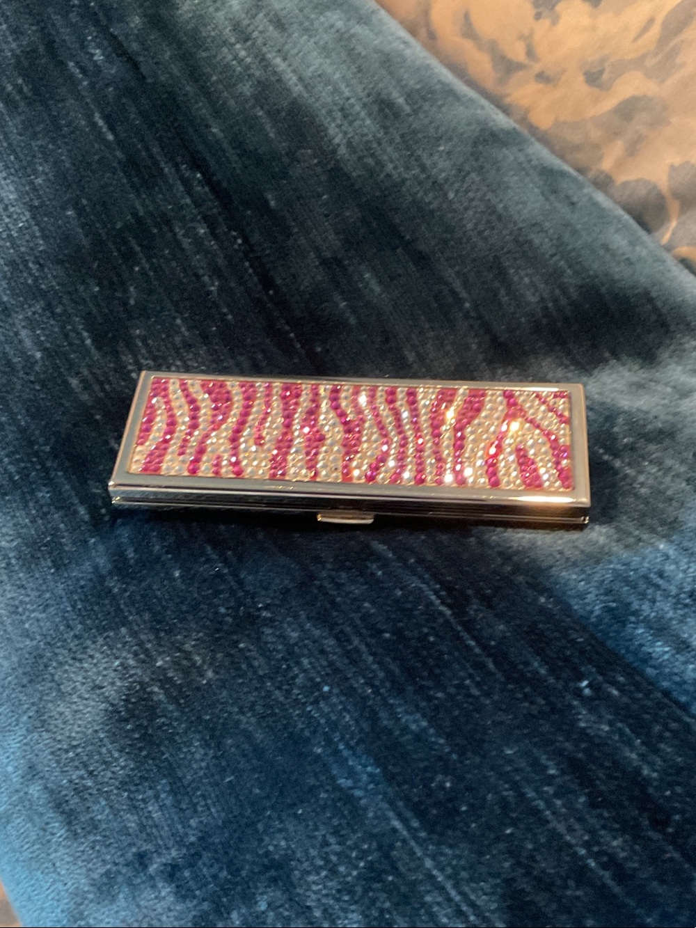 Judith Leiber Pink and Clear Crystal Zebra mirror compact(target collection )